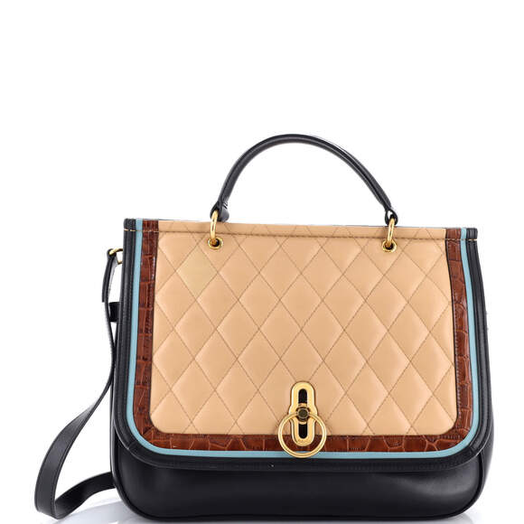 Mulberry Handbags - Mulberry Large Amberley Satchel Quilted Leather with Crocodile Embossed Leather